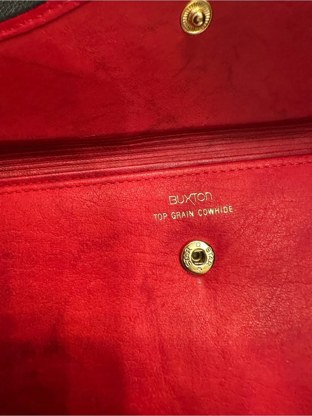 Vintage Buxton Leather Wallet - Genuine Top Grain Cowhide - Red Clutch